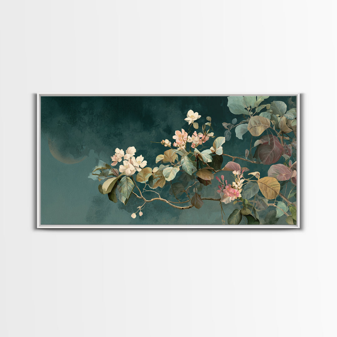 Dreamy Celestial Moon and Botanical Composition Canvas Print, Master Bedroom, Wall Art Prints, Bedroom Decor, Sanctuary, MAS-2x1-7