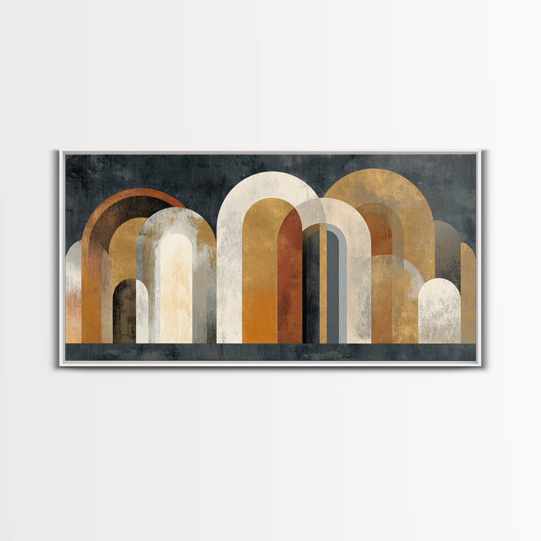 Gold Accented Abstract Arches Canvas Print, Master Bedroom, Minimalist Wall Art, Bedroom Decor, Sanctuary, Over Bed Wall Art, MAS-2x1-76