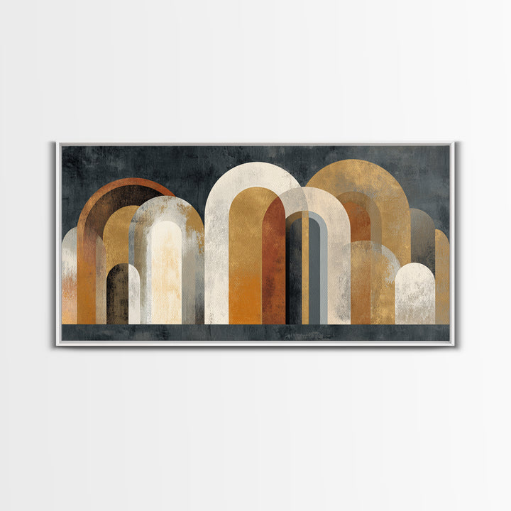 Gold Accented Abstract Arches Canvas Print, Master Bedroom, Minimalist Wall Art, Bedroom Decor, Sanctuary, Over Bed Wall Art, MAS-2x1-76