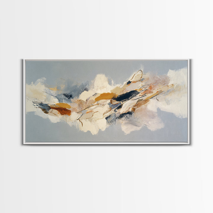 Large Cream Abstract Framed Canvas Print, Master Bedroom, Minimalist Wall Art, Bedroom Decor, Sanctuary, Over Bed Wall Art, MAS-2x1-85