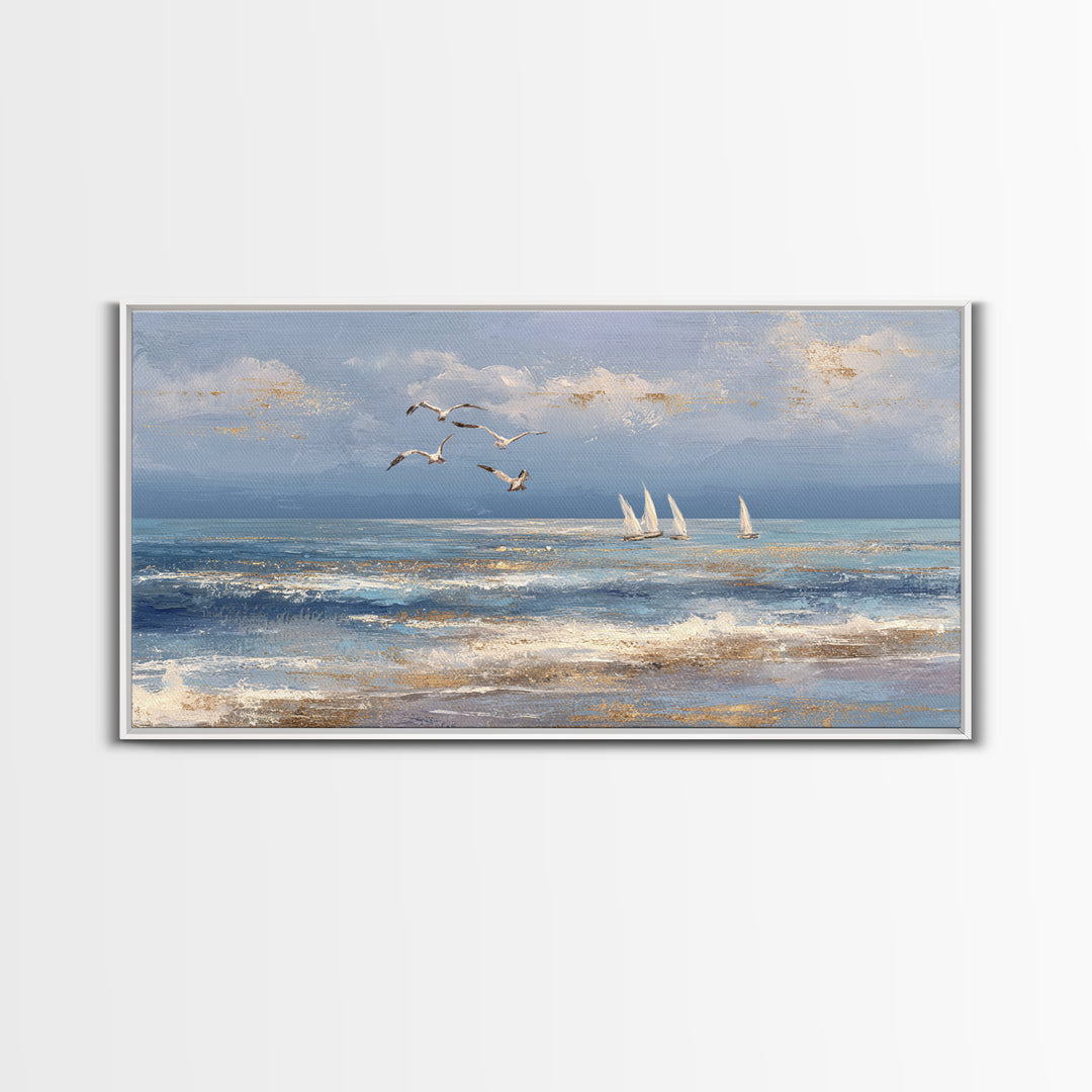 Elegant Moonlit Ocean Horizon Canvas Print, Master Bedroom, Bedroom Prints, Bedroom Decor, Fine Art, Sanctuary, Gallery Decor, MAS-2x1-93
