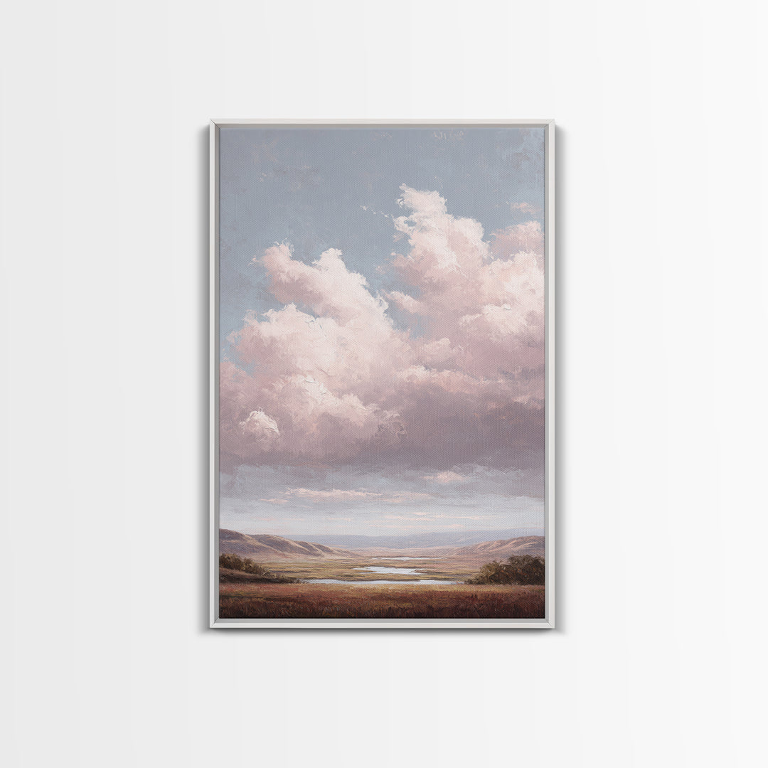 Blush and Taupe Cloudscape Canvas Print, Master Bedroom, Wall Art, Bedroom Decor, Oil Painting, Sanctuary, Bedroom Wall Art, MAS-2x3-14