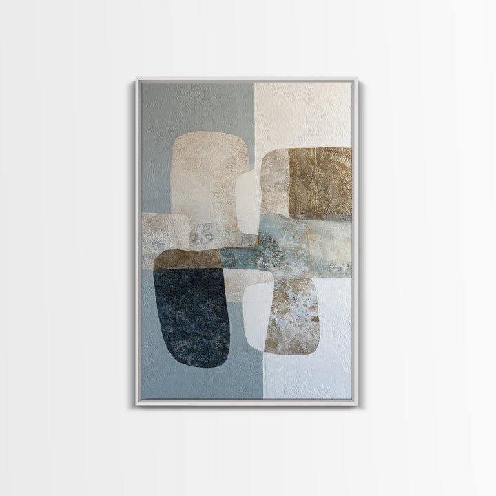 Minimal Stone Shapes Framed Canvas Print, Master Bedroom, Modern Decor, Bedroom Decor, Abstract Art, Sanctuary, Wall Decor, MAS-2x3-24