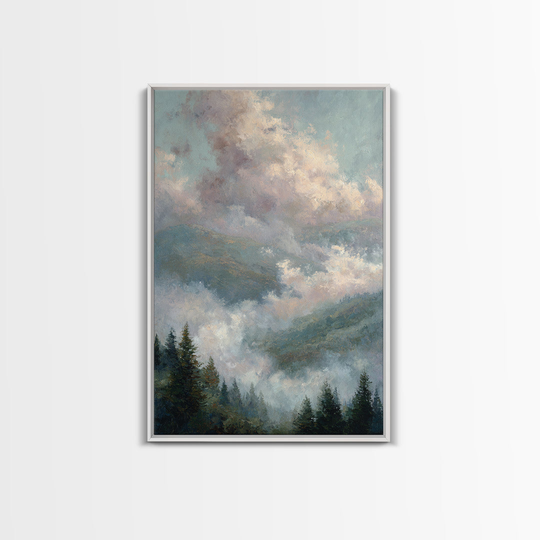 Blush and Taupe Cloudscape Framed Canvas Print, Master Bedroom, Large Wall Art, Bedroom Decor, Sanctuary, Bedroom Prints, MAS-2x3-38