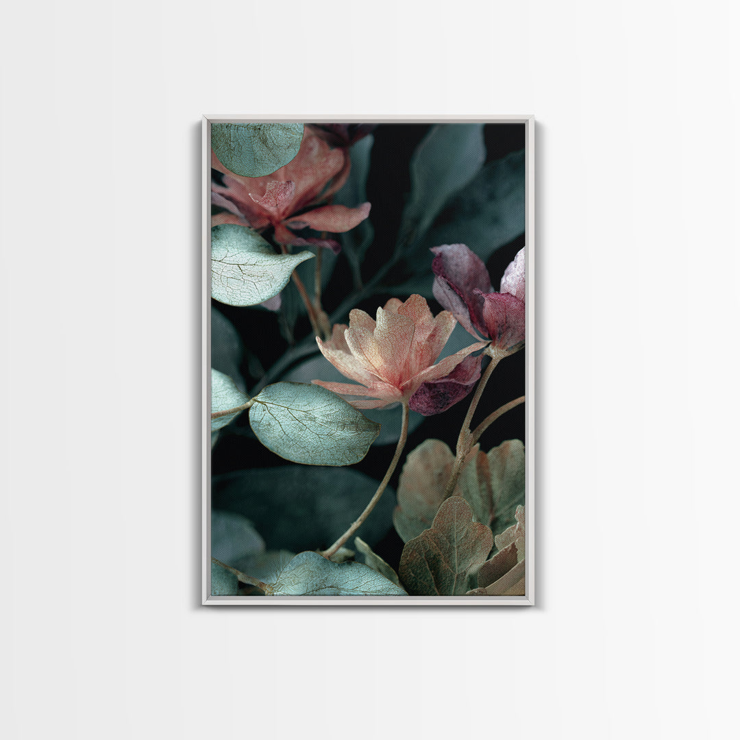 Dreamy Celestial Moon and Botanical Composition Canvas Print, Master Bedroom, Minimalist Wall Art, Bedroom Decor, Sanctuary, MAS-2x3-67