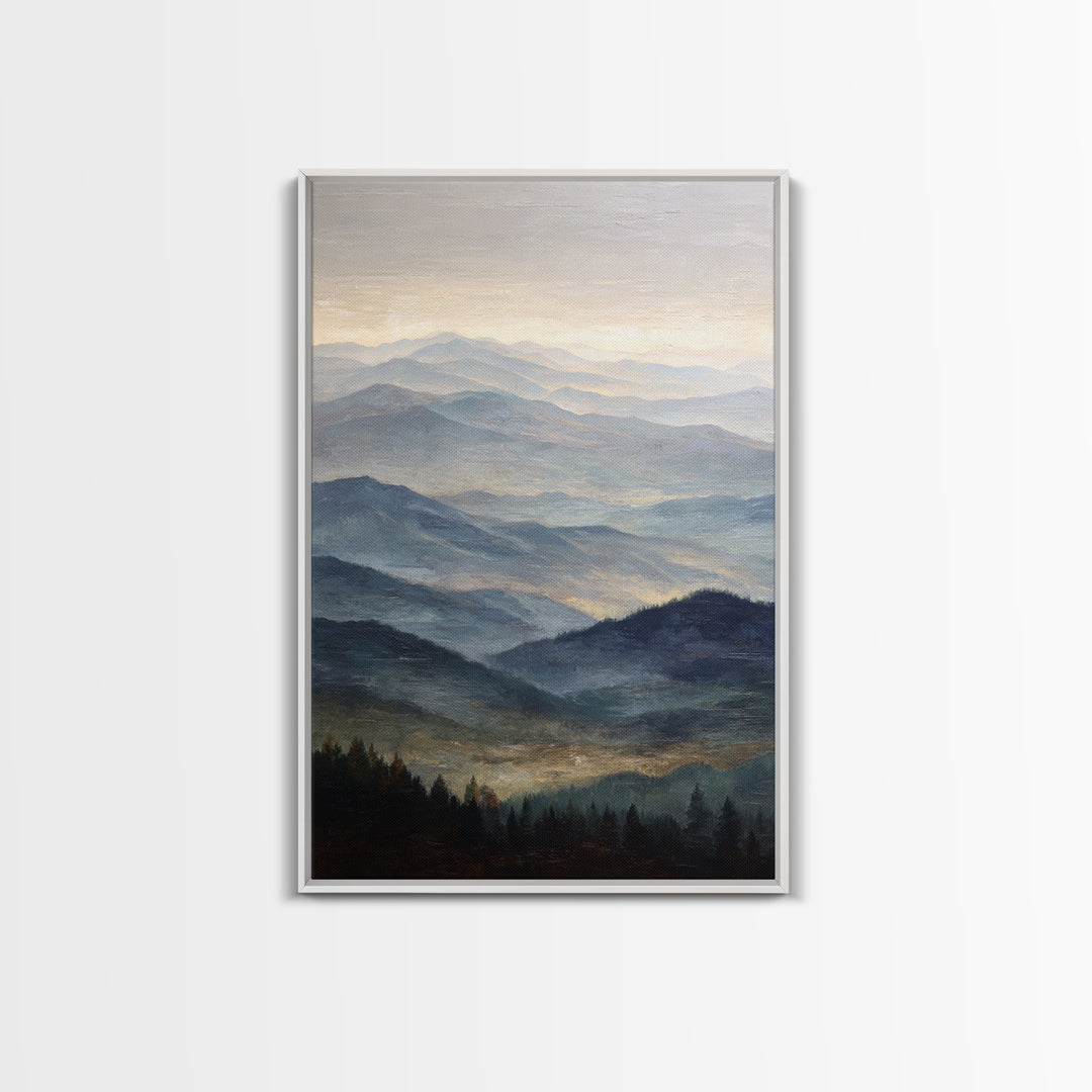 Soft Mountain Ridge Framed Canvas Print, Master Bedroom, Bedroom Prints, Bedroom Decor, Fine Art, Sanctuary, Gallery Decor, MAS-2x3-69