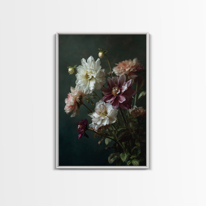 Night Garden with Pale Flowers and Stars Canvas Print, Master Bedroom, Fine Art Print, Bedroom Decor, Watercolor Art, Sanctuary, MAS-2x3-7