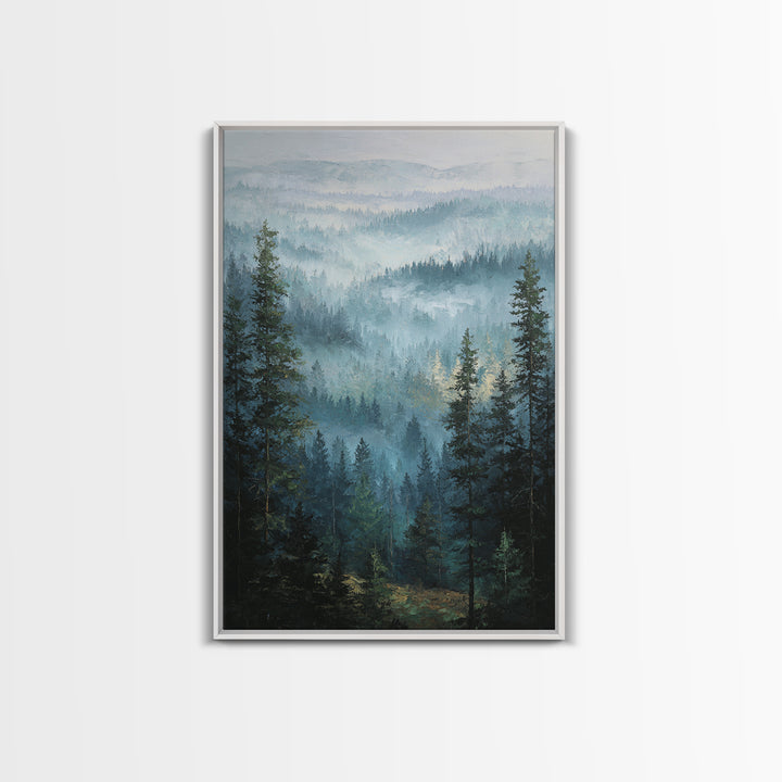 Calm Misty Forest Panorama Framed Canvas Print, Master Bedroom, Modern Decor, Bedroom Decor, Fine Art, Sanctuary, Wall Decor, MAS-2x3-84