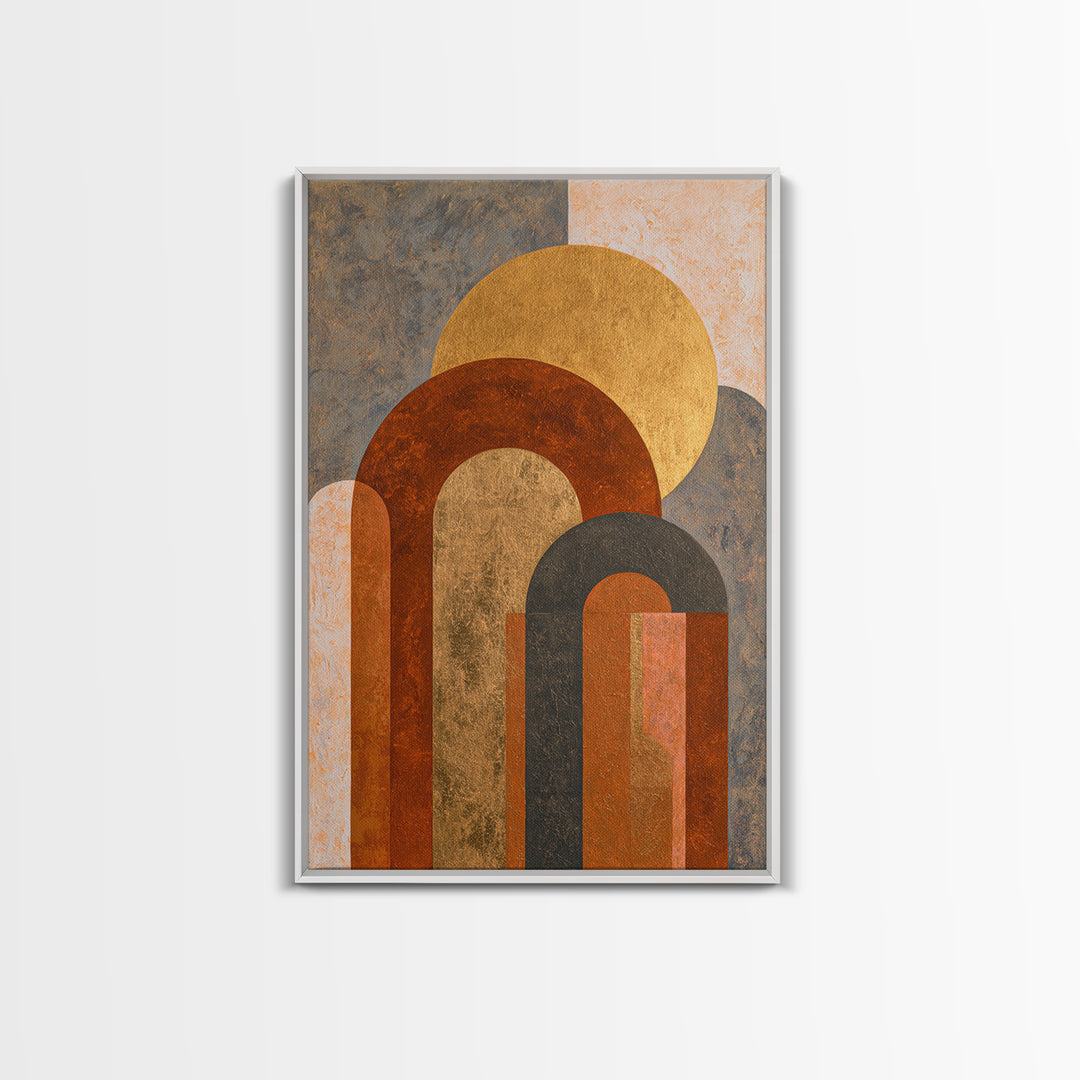 Gold Accented Abstract Arches Framed Canvas Print, Master Bedroom, Minimalist Wall Art, Bedroom Decor, Fine Art, Sanctuary, MAS-2x3-88