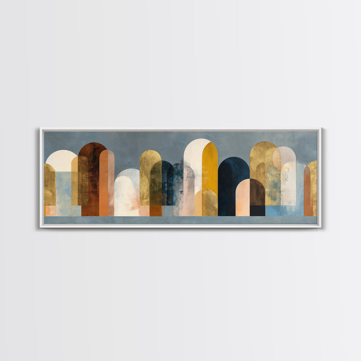 Gold Accented Abstract Arches Canvas Print, Master Bedroom, Textured Painting, Bedroom Decor, Abstract Art, Sanctuary, MAS-3x1-48