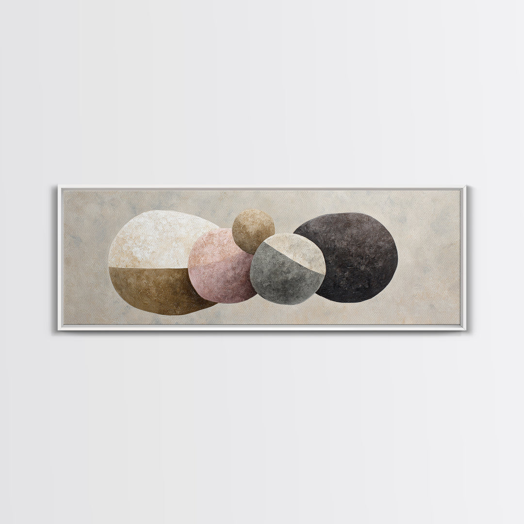 Minimal Stone Shapes Framed Canvas Print, Master Bedroom, Minimalist Decor, Bedroom Decor, Fine Art, Sanctuary, Farmhouse Decor, MAS-3x1-56