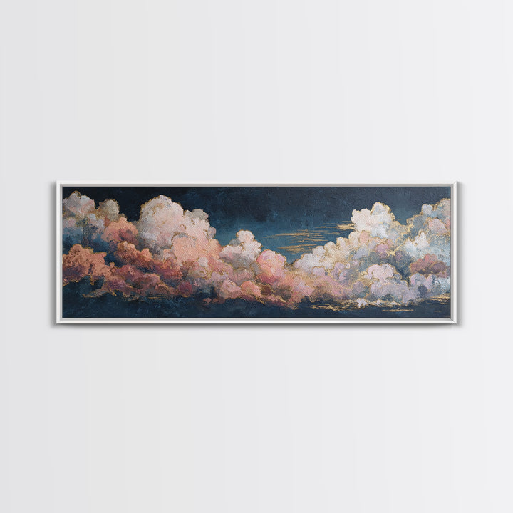 Blush and Taupe Cloudscape Canvas Print, Master Bedroom, Wall Art, Bedroom Decor, Oil Painting, Sanctuary, Bedroom Wall Art, MAS-3x1-70