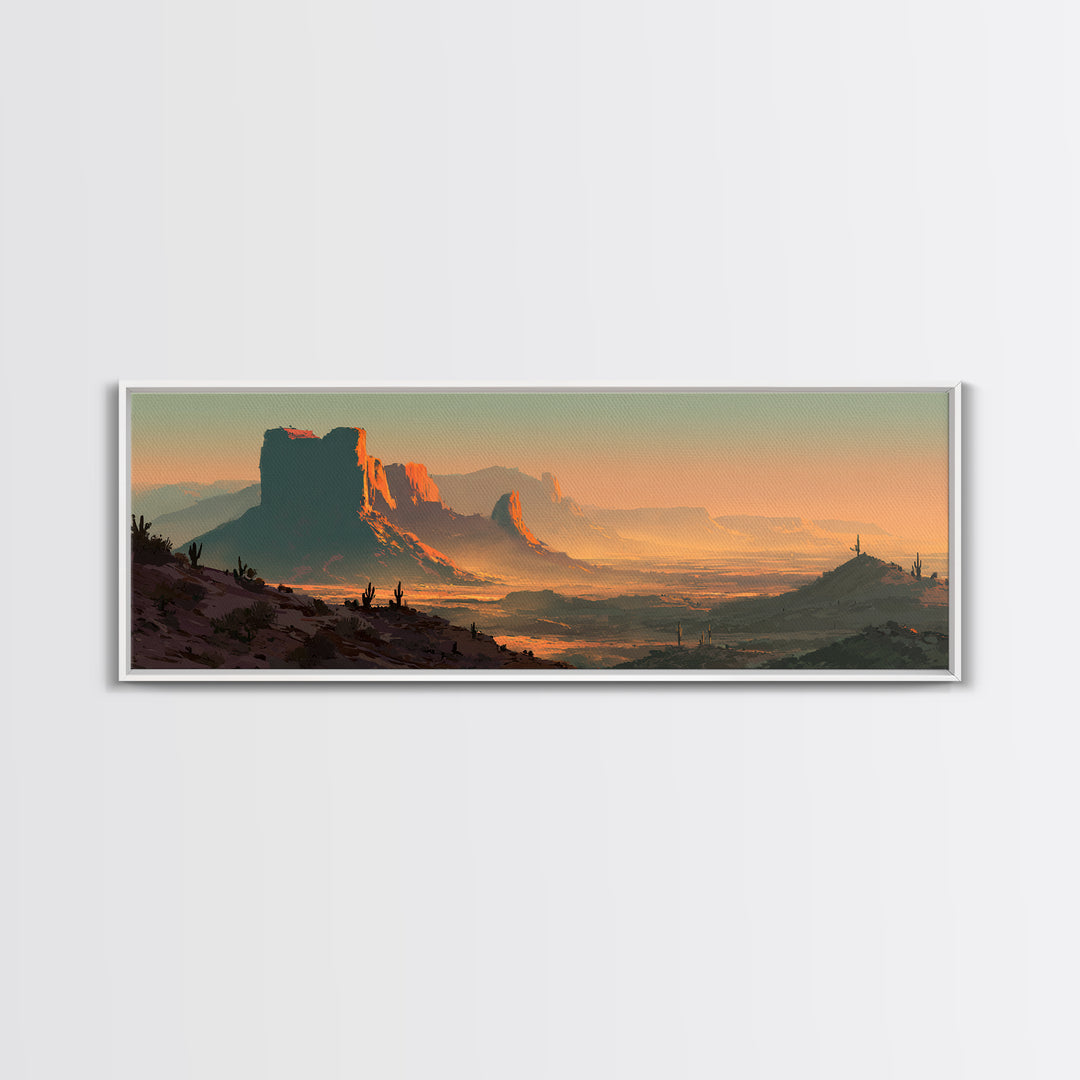 Quiet Desert Dusk Framed Canvas Print, Master Bedroom, Wall Decor Bedroom, Bedroom Decor, Fine Art, Sanctuary, Fine Art Print, MAS-3x1-74