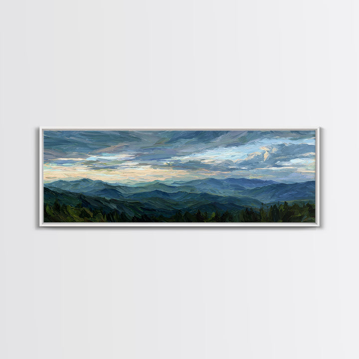 Soft Mountain Ridge Framed Canvas Print, Master Bedroom, Above Bed Wall Decor, Bedroom Decor, Oil Painting, Sanctuary, MAS-3x1-77