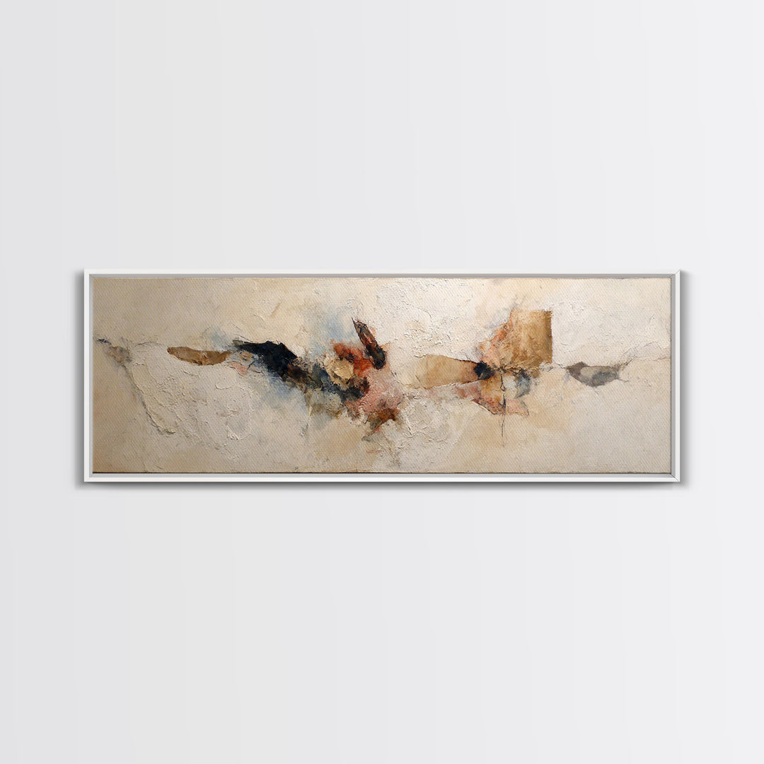 Large Cream Abstract Framed Canvas Print, Master Bedroom, Vinyl Wall Decal, Bedroom Decor, Abstract Art, Sanctuary, MAS-3x1-81