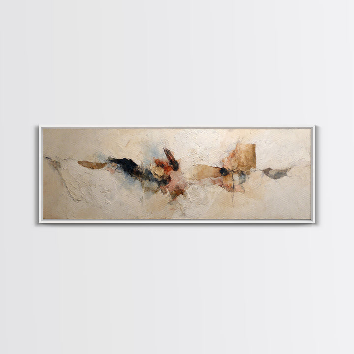 Large Cream Abstract Framed Canvas Print, Master Bedroom, Vinyl Wall Decal, Bedroom Decor, Abstract Art, Sanctuary, MAS-3x1-81