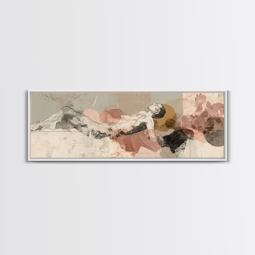Classical Reclining Figure Implied Through Line Art Canvas Print, Master Bedroom, Above Bed Decor, Bedroom Decor, Sanctuary, MAS-3x1-86