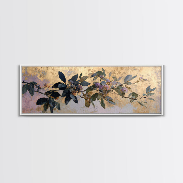 Dreamy Celestial Moon and Botanical Composition Framed Canvas Print, Master Bedroom, Bedroom Decor, Oil Painting, Sanctuary, MAS-3x1-99
