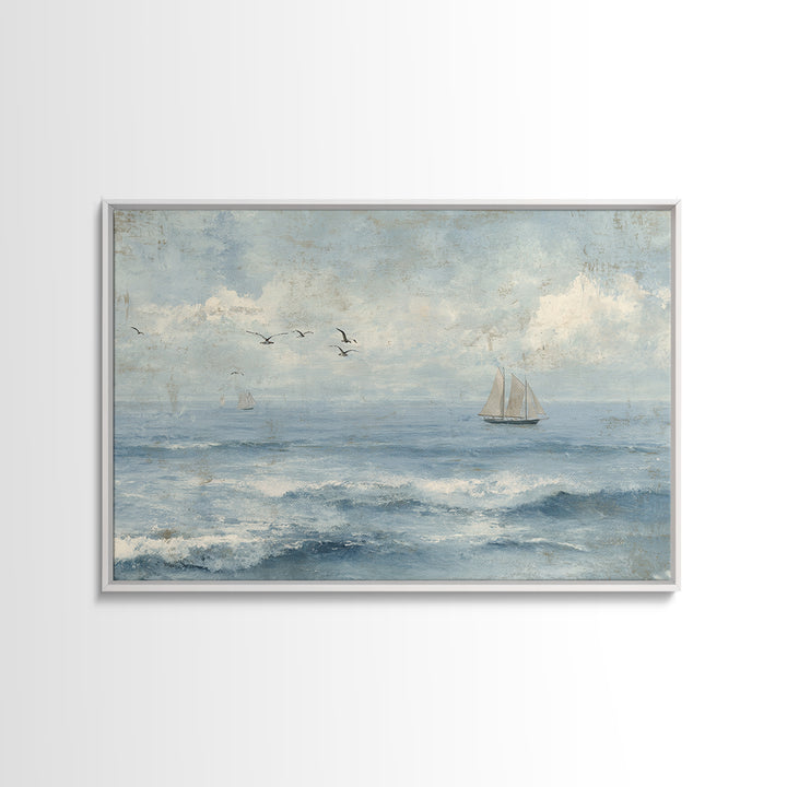 Hotel Coastal Landscape Canvas Print, Master Bedroom, Living Room Prints, Bedroom Decor, Watercolor Art, Sanctuary, MAS-3x2-1