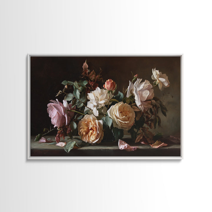 Warm Candlelit Still Life Framed Canvas Print, Master Bedroom, Wall Art, Bedroom Decor, Oil Painting, Sanctuary, MAS-3x2-100