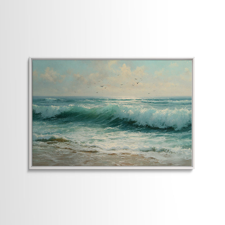 Elegant Moonlit Ocean Horizon Canvas Print, Master Bedroom, Modern Decor, Bedroom Decor, Fine Art, Sanctuary, Wall Decor, MAS-3x2-29