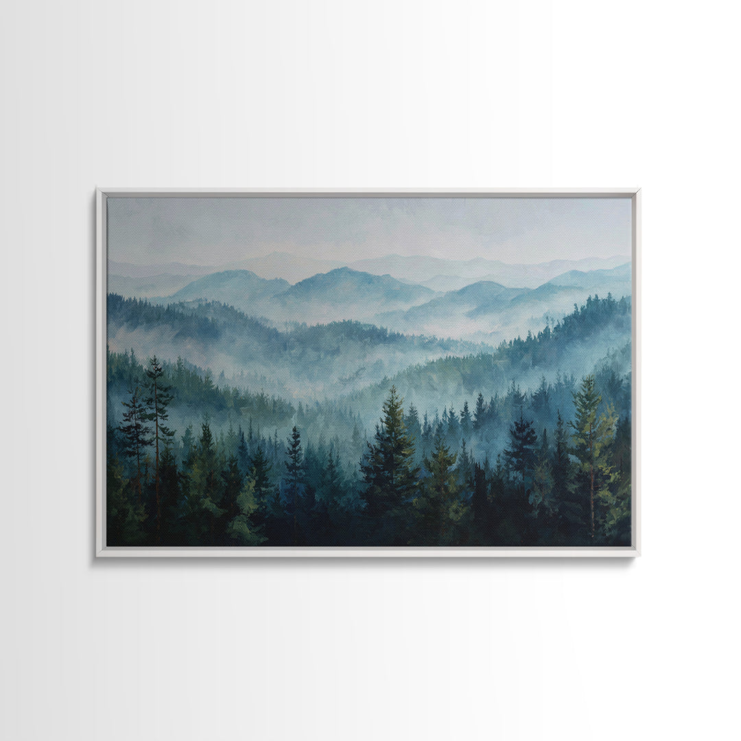 Calm Misty Forest Panorama Canvas Print, Master Bedroom, Room Decor, Bedroom Decor, Sanctuary, Wall Decal, Printable Art, MAS-3x2-56