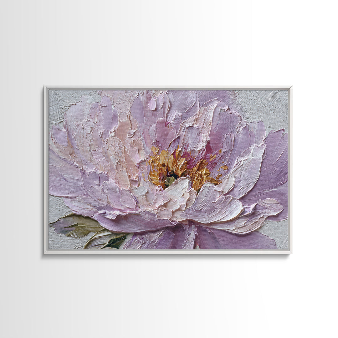Romantic Neutral Peony Closeup Framed Canvas Print, Master Bedroom, Vinyl Wall Decal, Bedroom Decor, Fine Art, Sanctuary, MAS-3x2-78