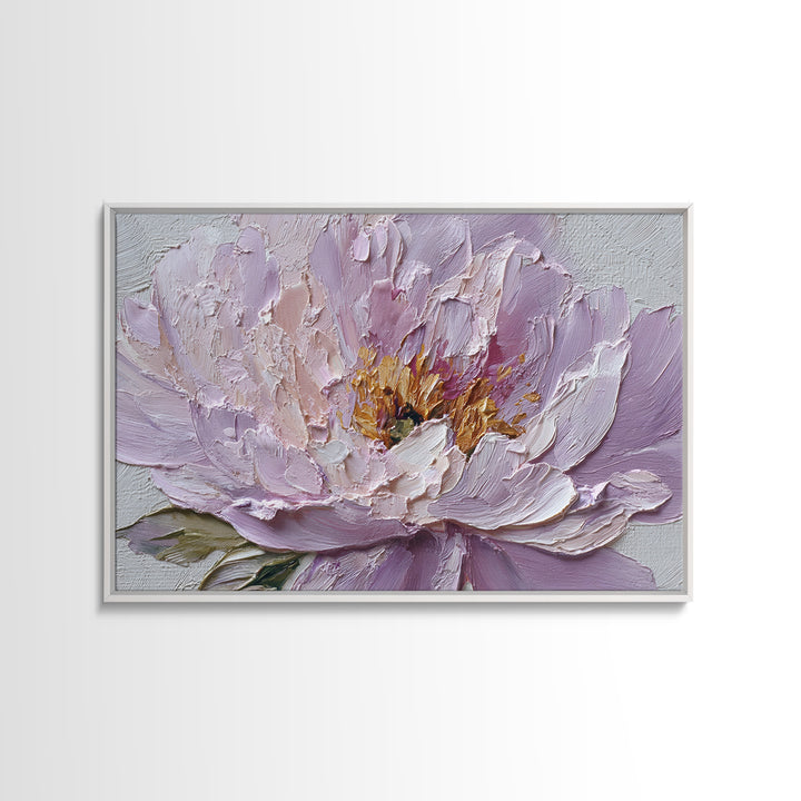 Romantic Neutral Peony Closeup Framed Canvas Print, Master Bedroom, Vinyl Wall Decal, Bedroom Decor, Fine Art, Sanctuary, MAS-3x2-78