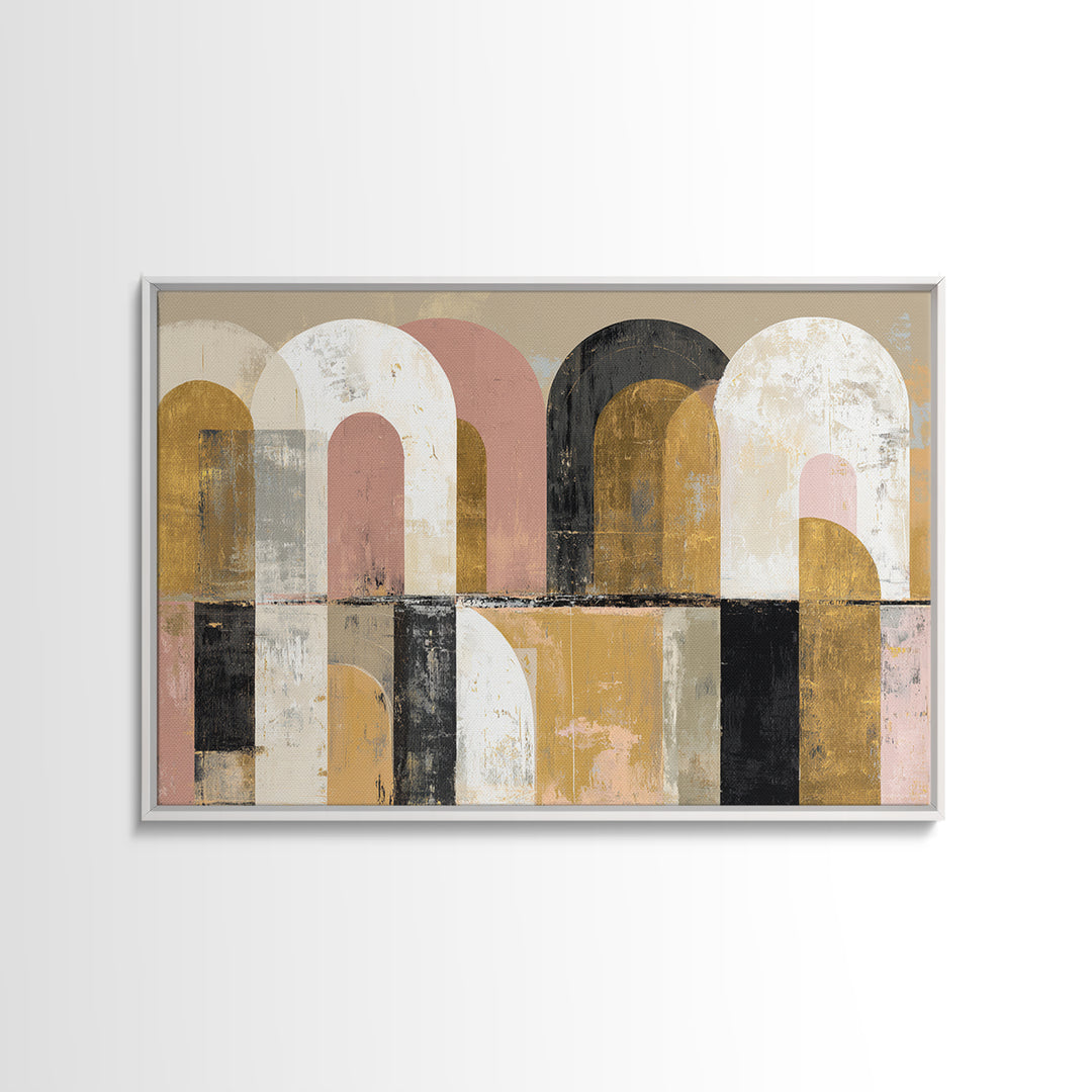 Gold Accented Abstract Arches Canvas Print, Master Bedroom, Wall Decor, Bedroom Decor, Sanctuary, Farmhouse Wall Decor, MAS-3x2-84