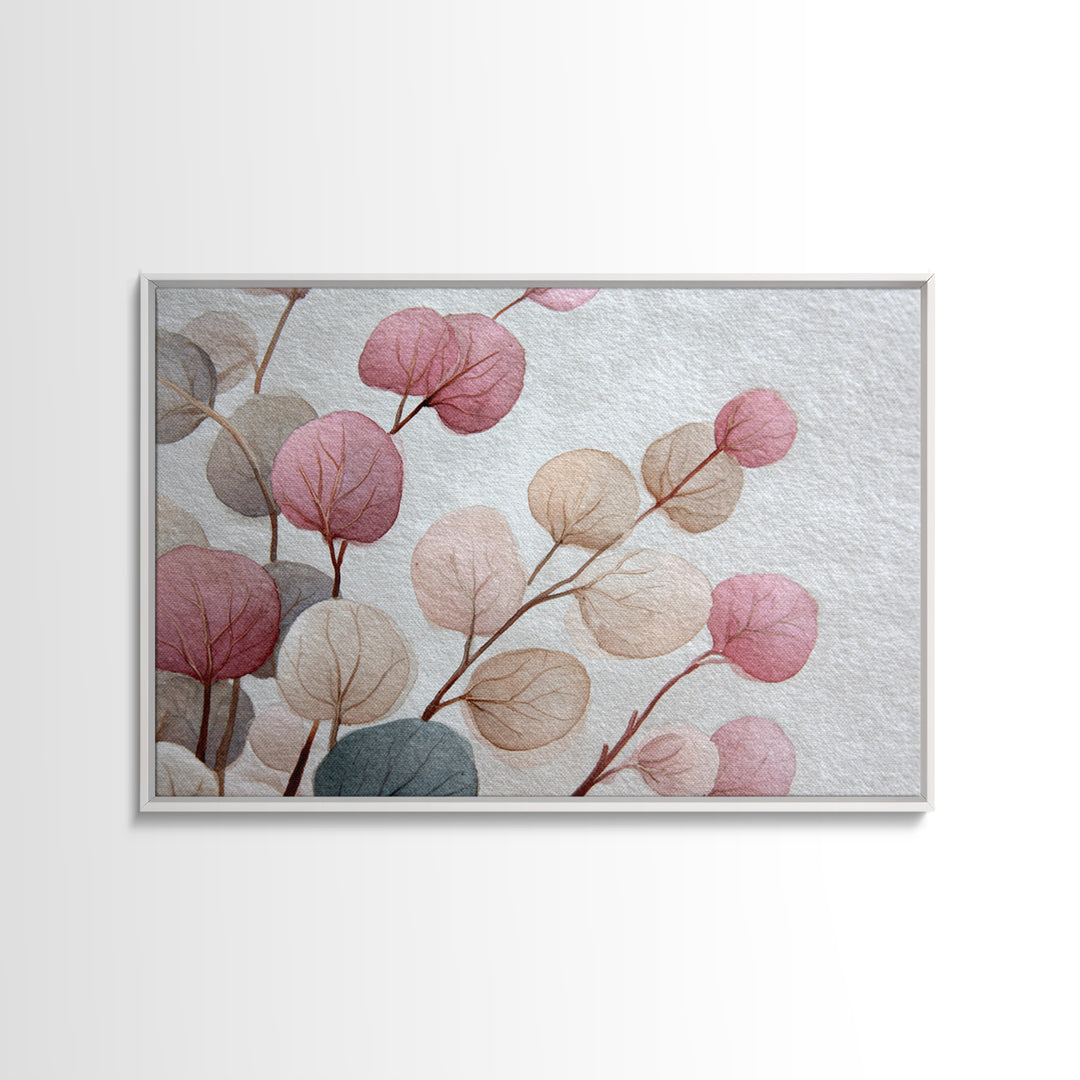 Gentle Eucalyptus Watercolor Branches Canvas Print, Master Bedroom, Art Print, Bedroom Decor, Oil Painting, Sanctuary, MAS-3x2-88
