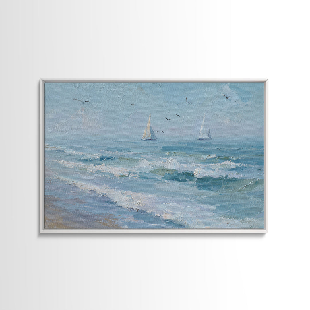 Hotel Coastal Landscape Framed Canvas Print, Master Bedroom, Luxury Decor, Bedroom Decor, Fine Art, Sanctuary, Wedding Decor, MAS-3x2-97