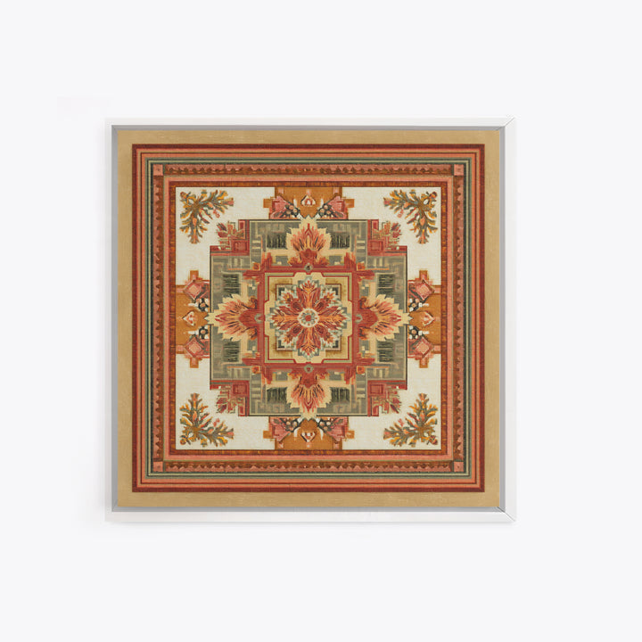 Bohemian Textile Pattern Framed Canvas Print, Maximalist Art, Art Nouveau, Living Room Decor, Maximal, Living Room Wall Art, MAX-1x1-44