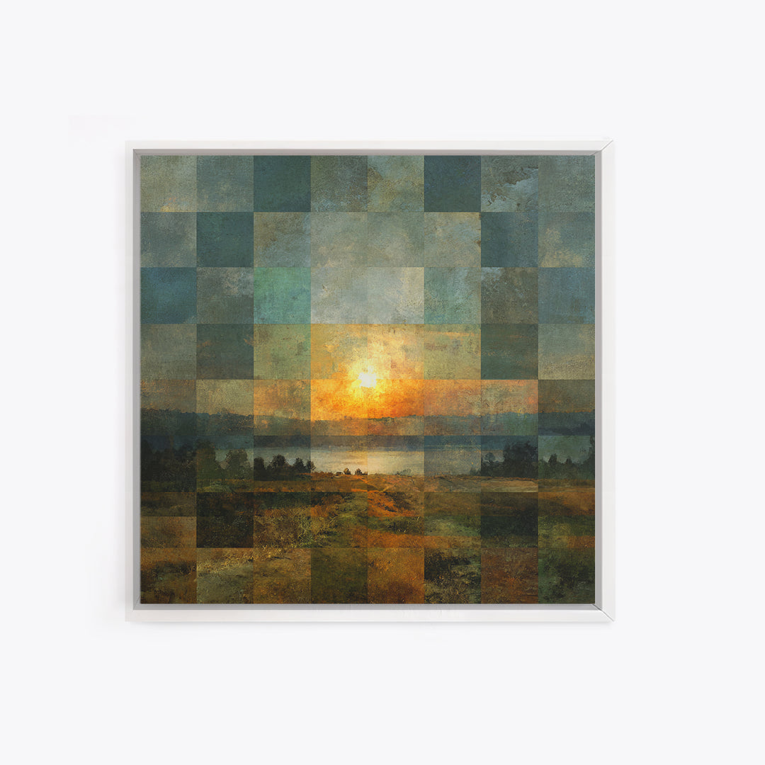Eclectic Checkerboard Landscape Canvas Print, Maximalist Art, Fine Art Print, Living Room Decor, Maximal, Digital Prints, MAX-1x1-5