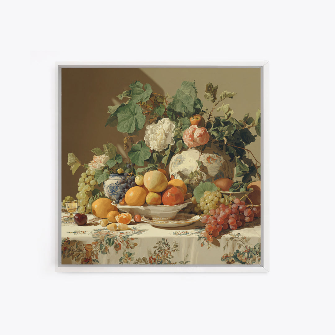 Rococo Fruit Feast Framed Canvas Print, Maximalist Art, Neutral Decor, Living Room Decor, Fine Art, Maximal, Home Decor, MAX-1x1-63