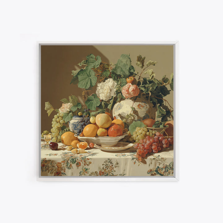 Rococo Fruit Feast Framed Canvas Print, Maximalist Art, Neutral Decor, Living Room Decor, Fine Art, Maximal, Home Decor, MAX-1x1-63