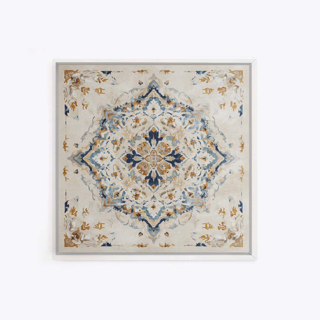 Bohemian Textile Pattern Framed Canvas Print, Maximalist Art, Modern Wall Art, Living Room Decor, Maximal, Statement Artwork, MAX-1x1-68