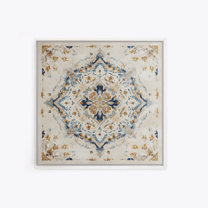 Bohemian Textile Pattern Framed Canvas Print, Maximalist Art, Modern Wall Art, Living Room Decor, Maximal, Statement Artwork, MAX-1x1-68