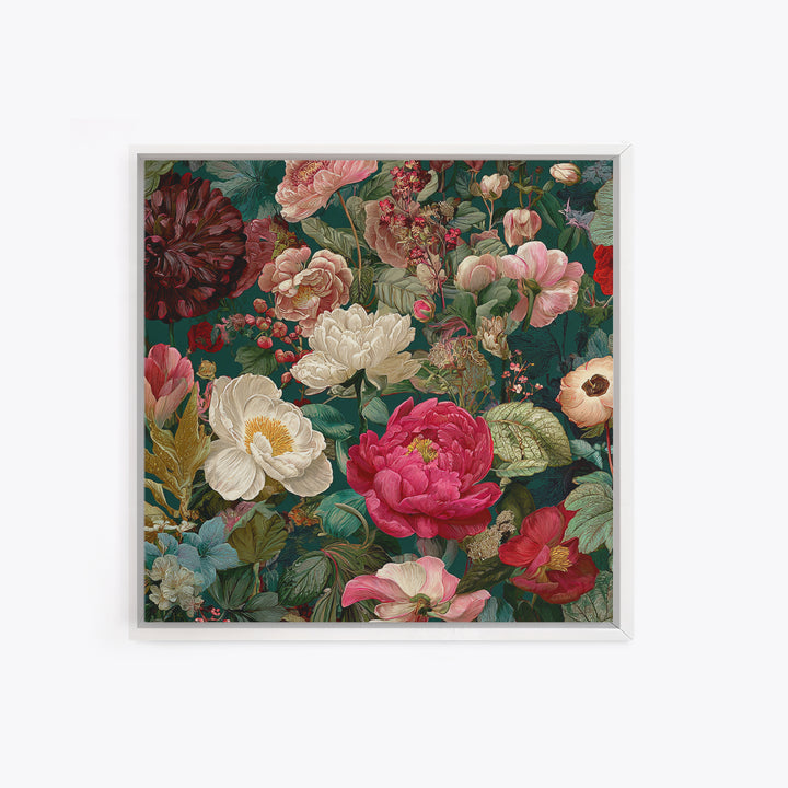 Crowded Botanical Tapestry Framed Canvas Print, Maximalist Art, Boho Decor, Living Room Decor, Fine Art, Maximal, Art Print, MAX-1x1-79
