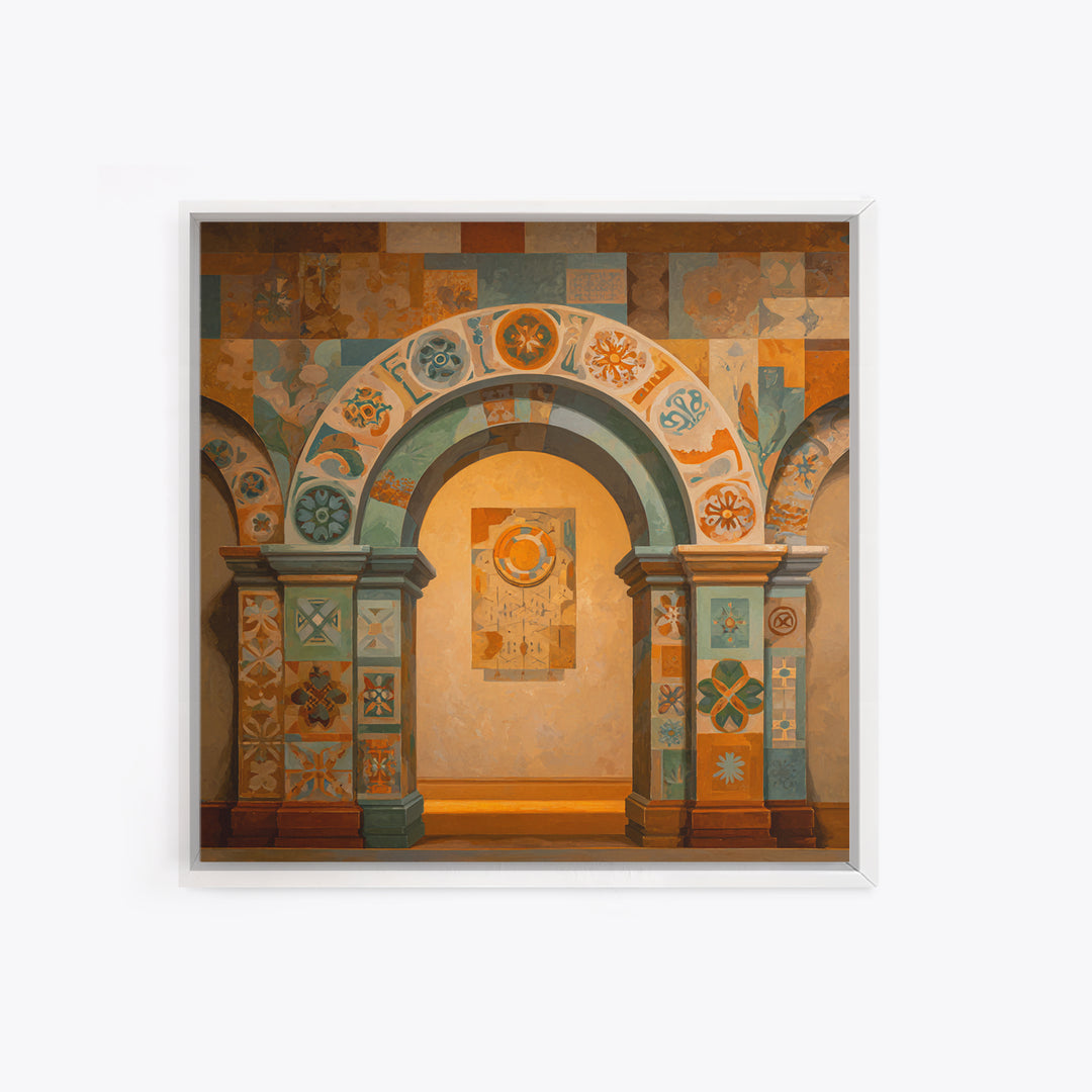 Ornamental Arch Filled Canvas Print, Maximalist Art, Room Decor, Living Room Decor, Fine Art, Maximal, Original Painting, MAX-1x1-91