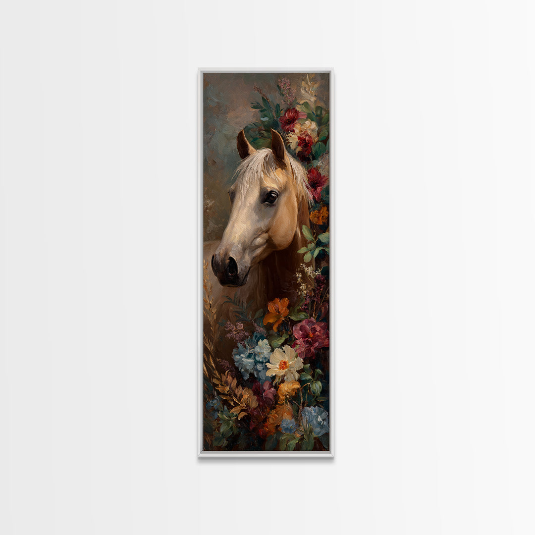 Jewel Tone Horse Portrait Canvas Print, Maximalist Art, Boho Wall Art, Living Room Decor, Oil Painting, Maximal, MAX-1x3-33