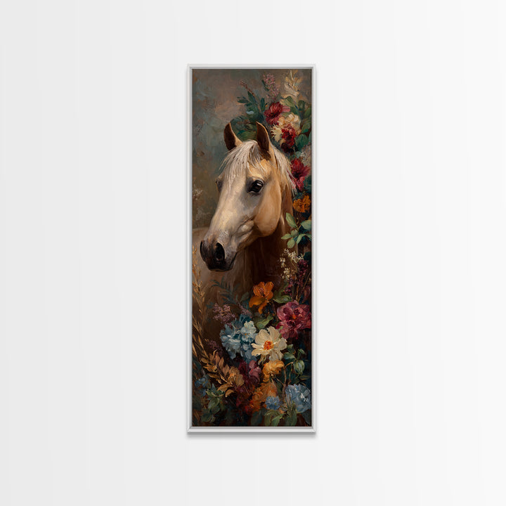 Jewel Tone Horse Portrait Canvas Print, Maximalist Art, Boho Wall Art, Living Room Decor, Oil Painting, Maximal, MAX-1x3-33