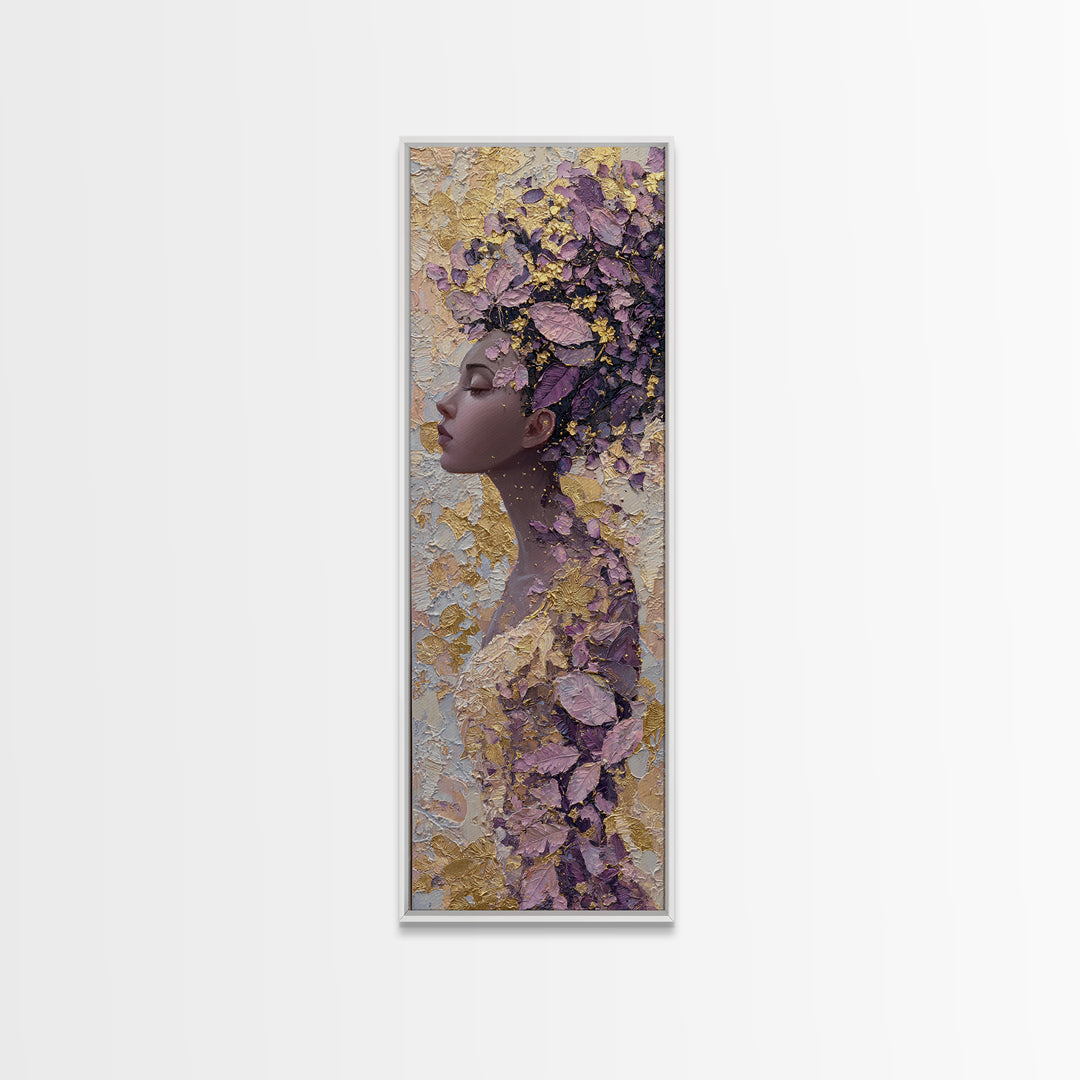 Patterned Moon Goddess Framed Canvas Print, Maximalist Art, Digital Art, Living Room Decor, Fine Art, Maximal, Pink Wall Art, MAX-1x3-36