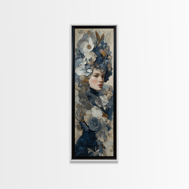 Ornate Portrait with Layered Textiles and Jewels Canvas Print, Maximalist Art, Digital Print, Living Room Decor, Maximal, MAX-1x3-40