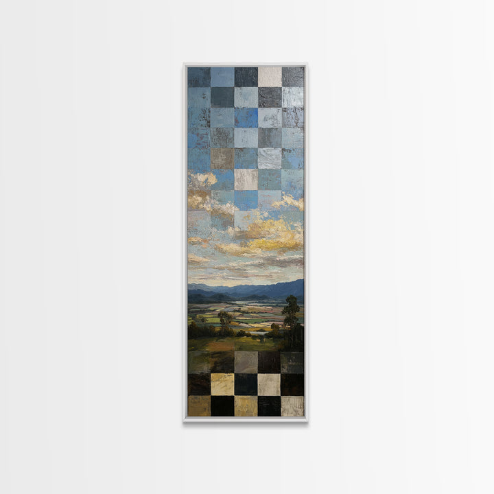 Eclectic Checkerboard Landscape Canvas Print, Maximalist Art, Art Print, Living Room Decor, Fine Art, Maximal, Boho Wall Art, MAX-1x3-65