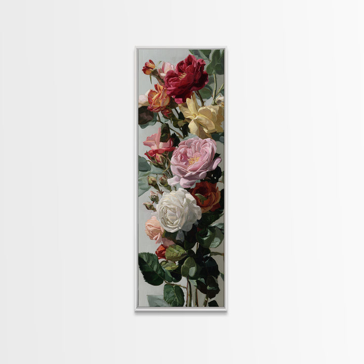 Baroque Roses Mixed Framed Canvas Print, Maximalist Art, Luxury Decor, Living Room Decor, Abstract Art, Maximal, MAX-1x3-66