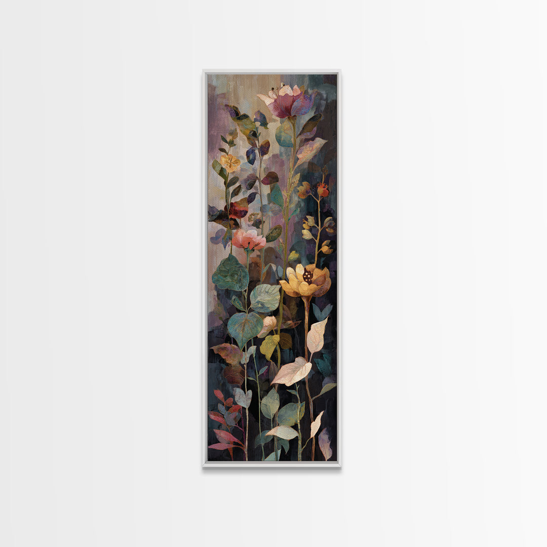 Crowded Botanical Tapestry Framed Canvas Print, Maximalist Art, Boho Decor, Living Room Decor, Fine Art, Maximal, Art Print, MAX-1x3-91