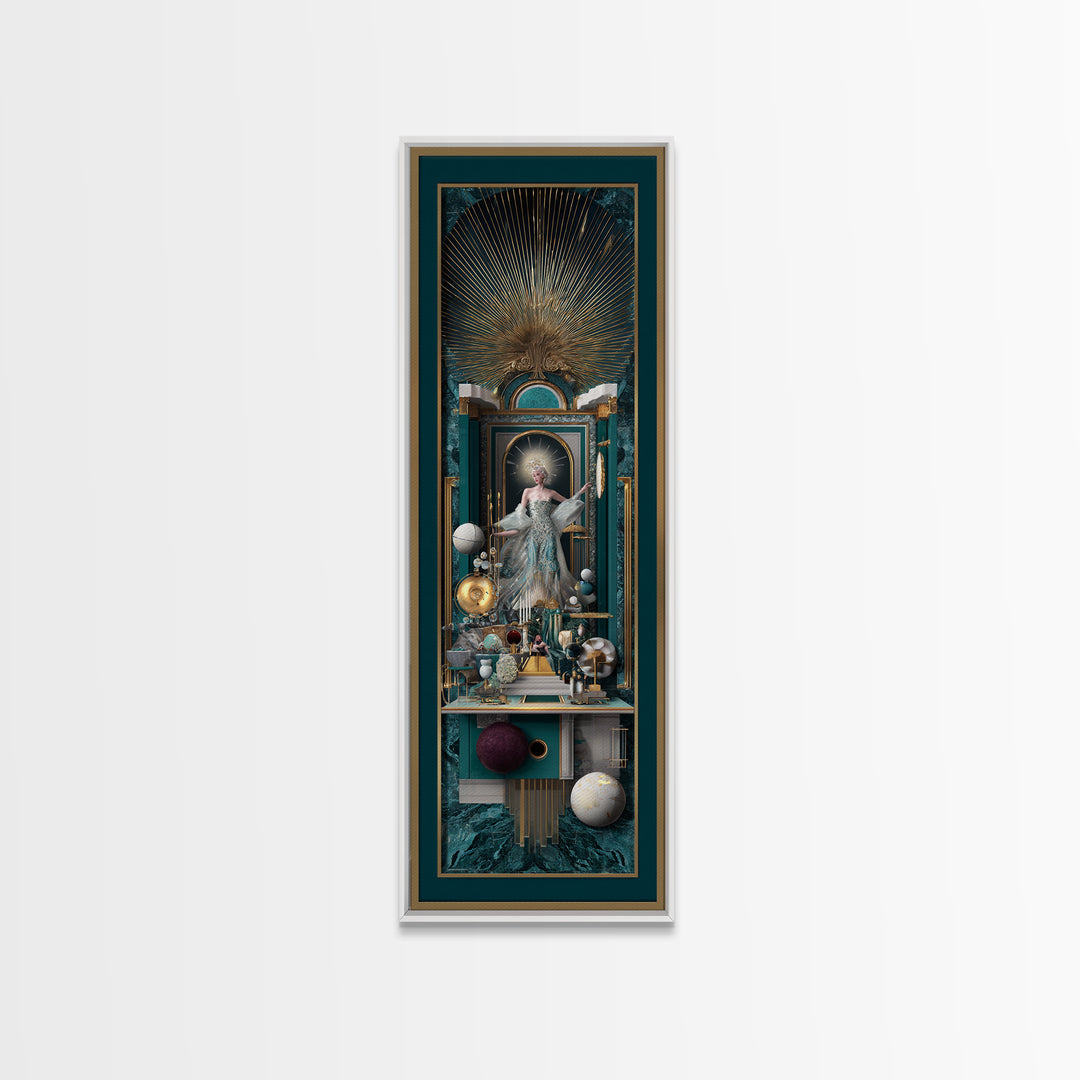 Surreal Room of Floating Objects as Decorative Canvas Print, Maximalist Art, Digital Art, Living Room Decor, Fine Art, Maximal, MAX-1x3-93