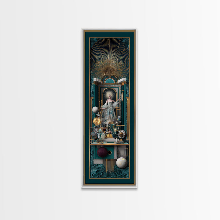 Surreal Room of Floating Objects as Decorative Canvas Print, Maximalist Art, Digital Art, Living Room Decor, Fine Art, Maximal, MAX-1x3-93