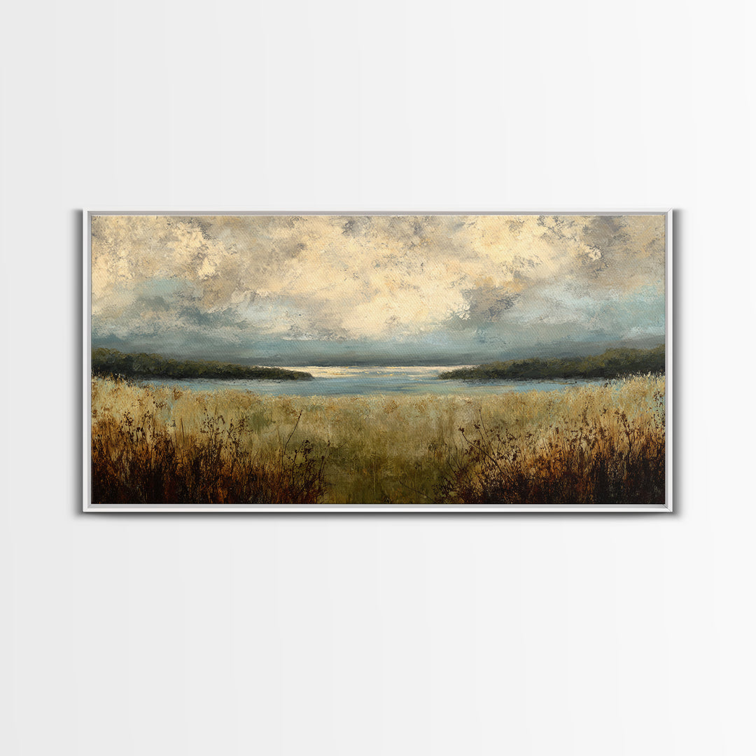 Eclectic Checkerboard Landscape Framed Canvas Print, Maximalist Art, Living Room Decor, Oil Painting, Maximal, MAX-2x1-1