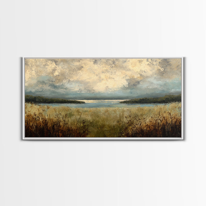 Eclectic Checkerboard Landscape Framed Canvas Print, Maximalist Art, Living Room Decor, Oil Painting, Maximal, MAX-2x1-1